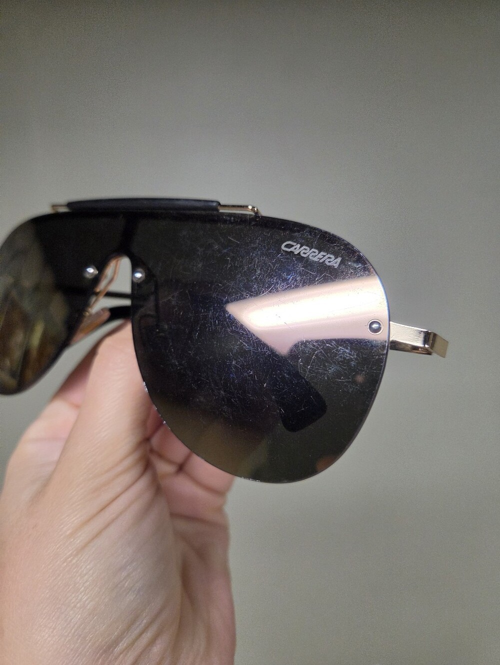 ​Carrera MB 721 Shield Sunglasses - Gold Frame, Gradient Lens (Missing One Screw - Picture 4 of 10